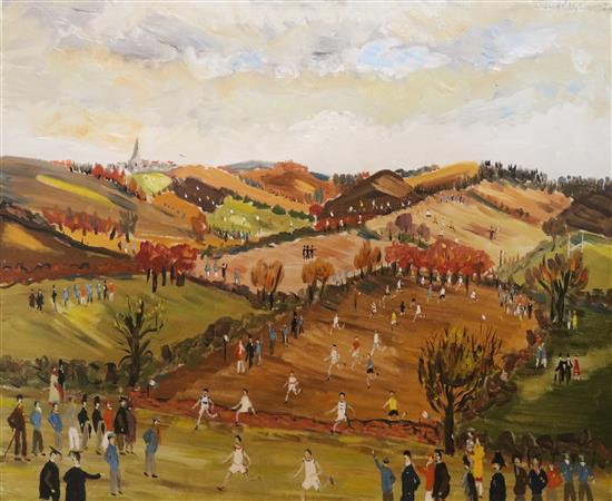 John Paddy Carstairs (1916-1970), School cross-country racing, 49 x 59.5cm